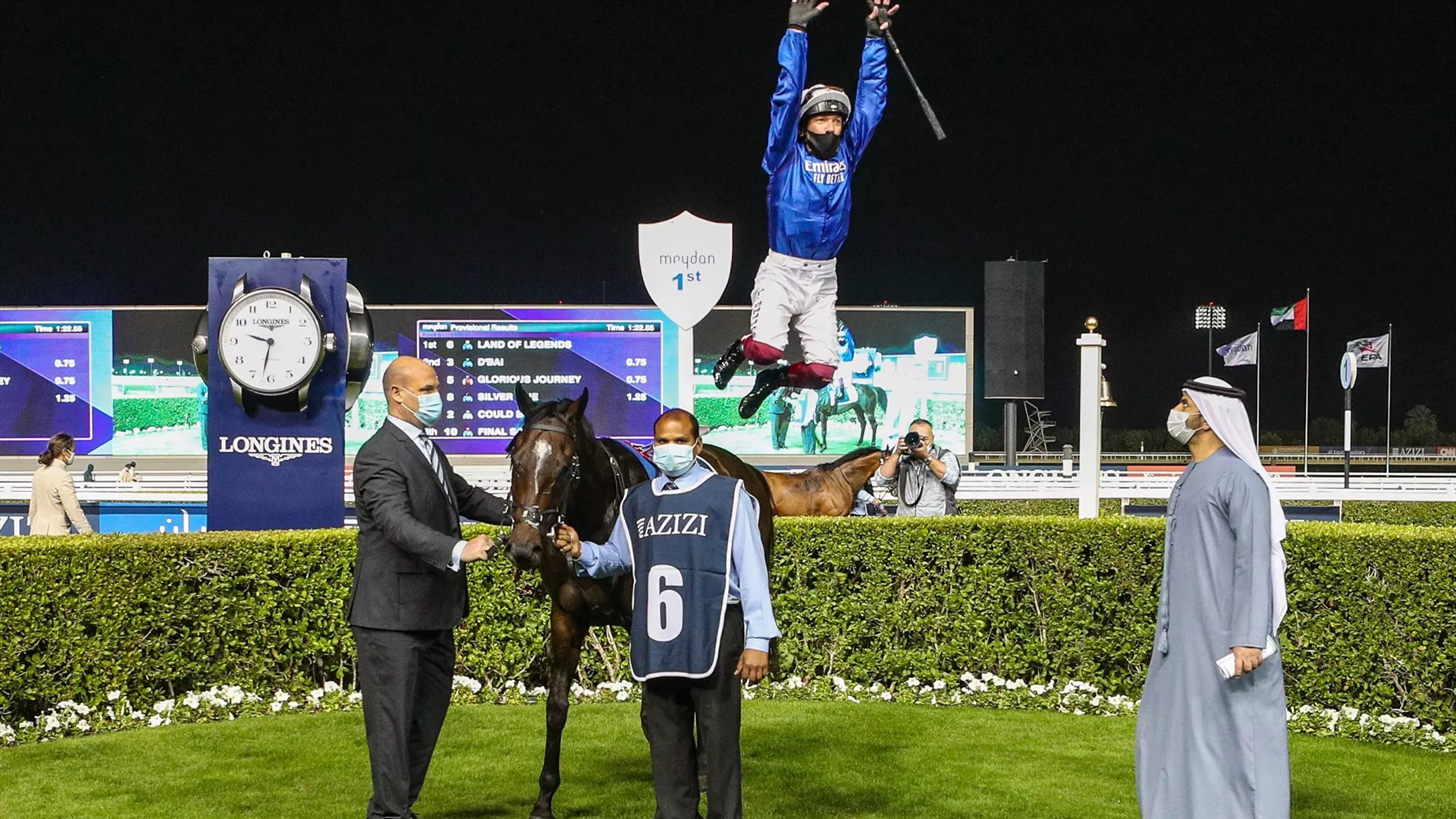 Frankie Dettori makes a winning return to Meydan with a Double (credit: Dubai Racing Club)