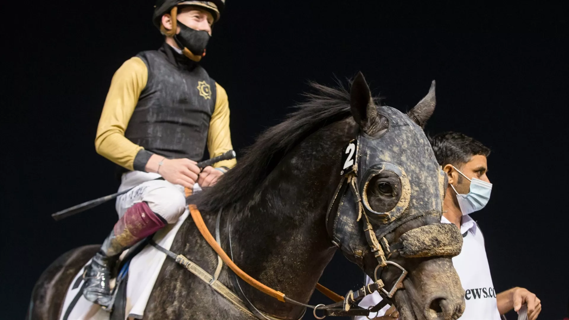 Twelfthofneverland wins the 1600m dirt handicap for Satish Seemar under Nathan Crosse(credit: Erika Rasmussen, Dubai Racing Club)