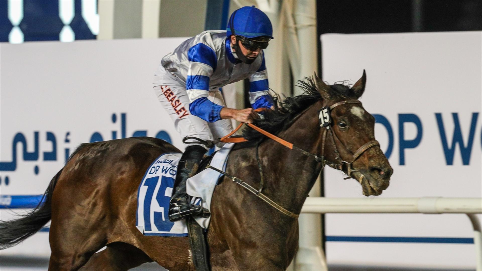 Gervais (USA) (Ali Rashid Al Rayhi - Connor Beasley) wins the P & O Marinas 1400m Handicap, at the sixth Racing at Meydan meeting on January 14, 2021.   (Credit: Dubai Racing Club)