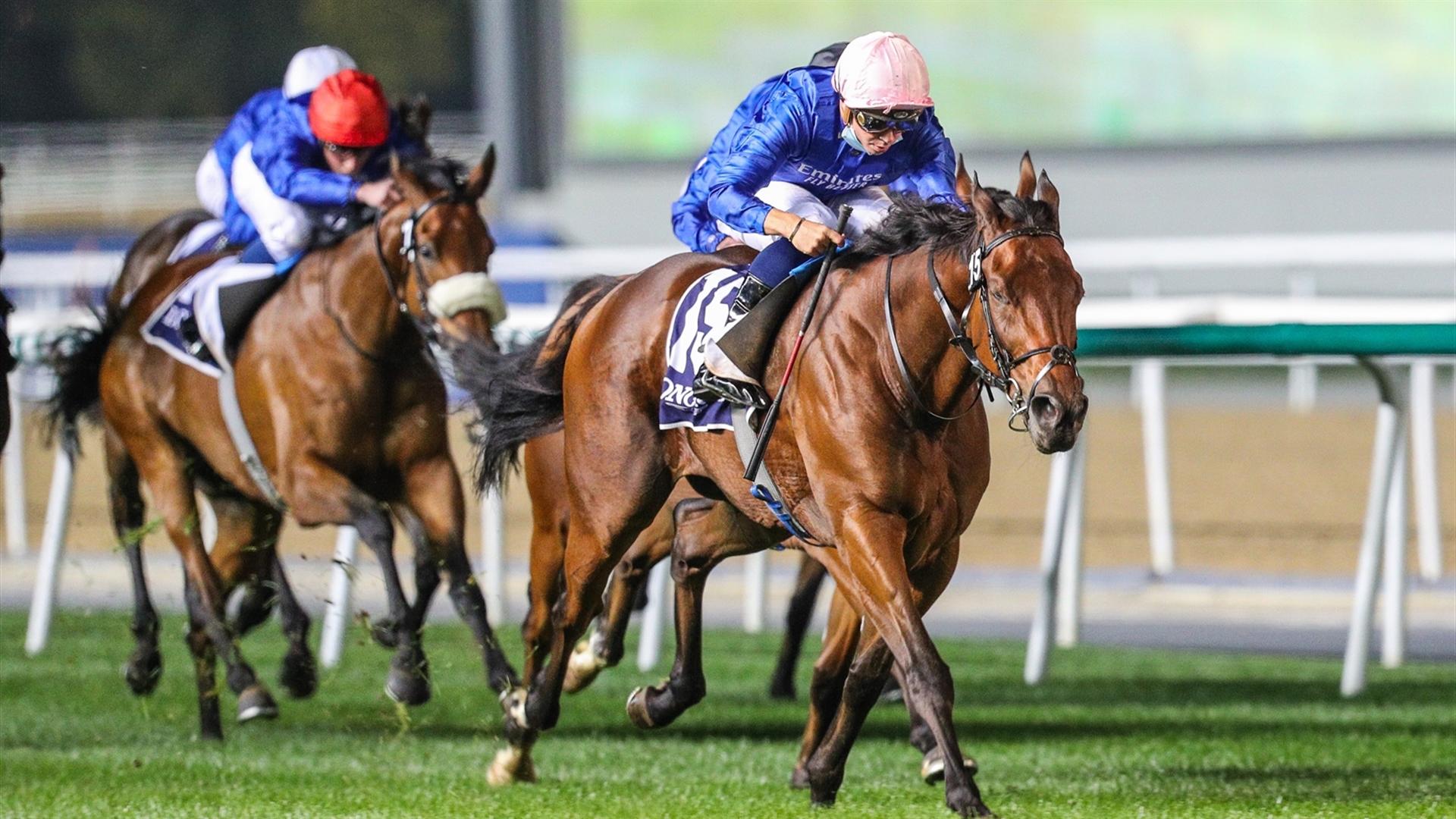 Ya Hayati (USA) (Charlie Appleby - Mickael Barzalona) wins the Zabeel Turf Presented By Longines at the second Dubai World Cup Carnival on January 28, 2021. (Credit: Dubai Racing Club)