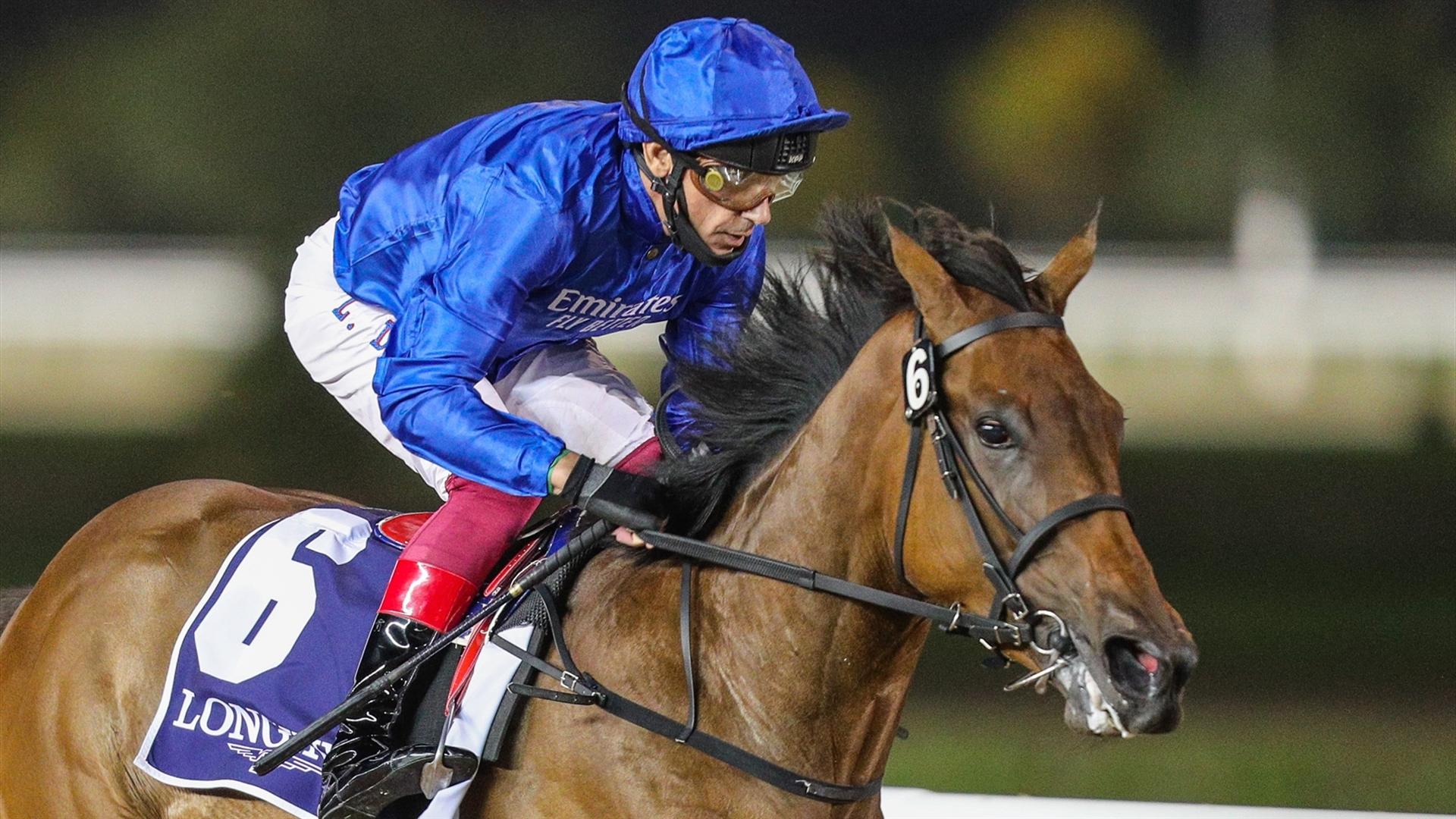 Soft Whisper (IRE) (Saeed bin Suroor - Lanfranco Dettori) wins the UAE 1000 Guineas Presented by Longines at the second DWCC on January 28, 2021. (Credit: Dubai Racing Club)