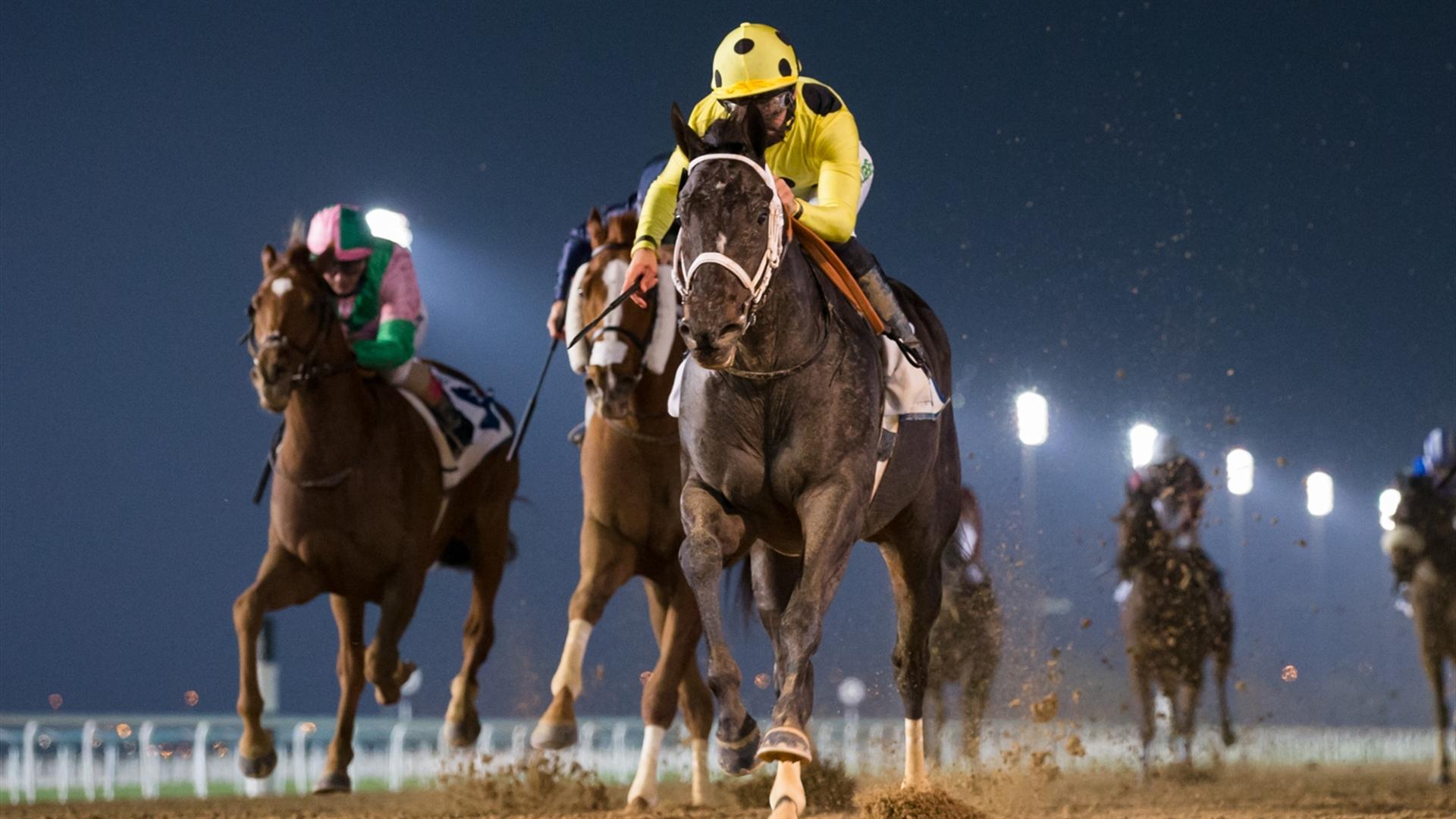 Canvassed (IRE) (Doug Watson - Patrick Dobbs) wins the 1200m, Handicap, Mina Rashid race at the third Dubai World Cup Carnival on February 4, 2021. (Credit: Erika Rasmussen//Dubai Racing Club)