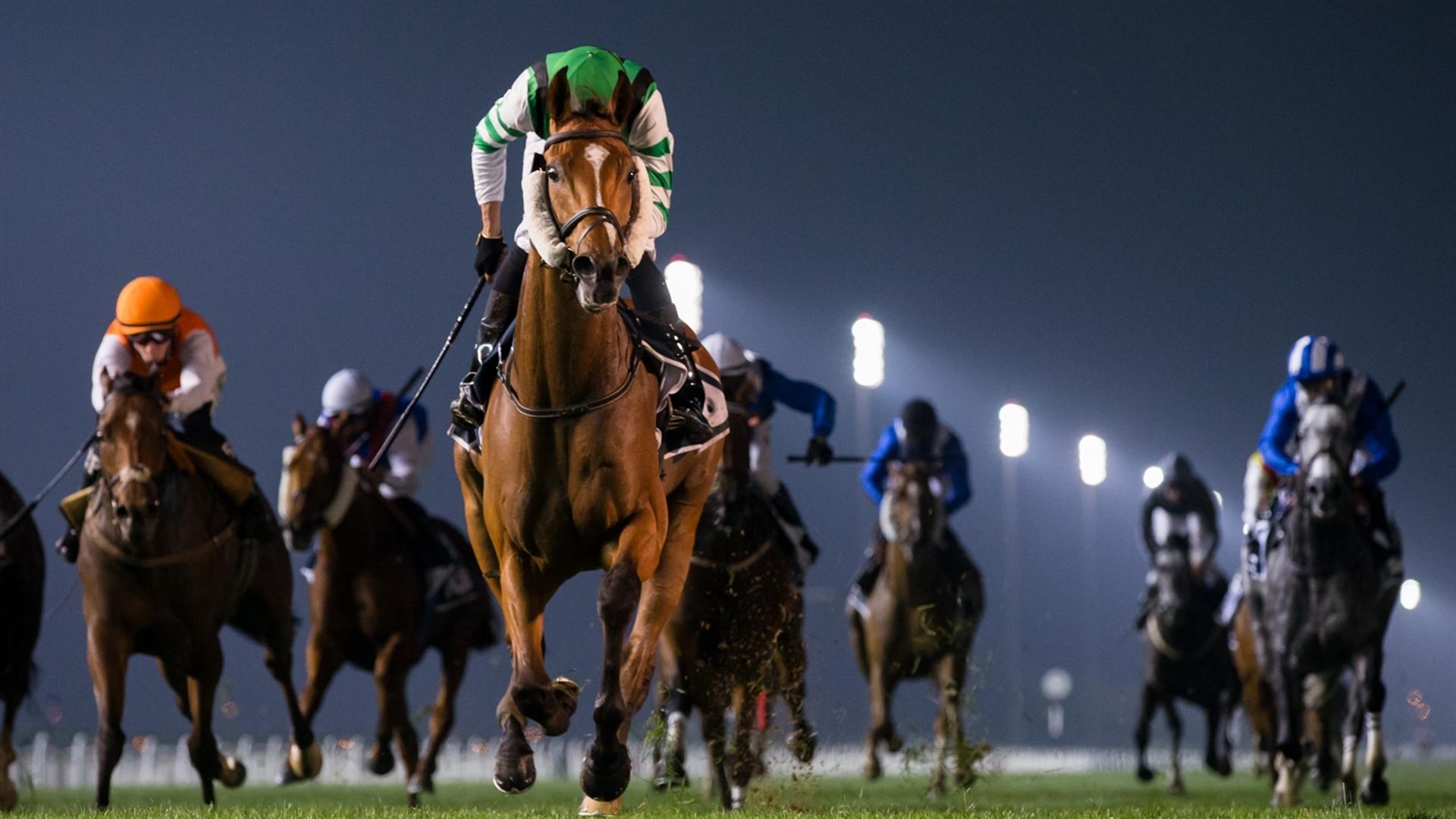 Zorion (GB) (Helal Alalawi - Abdul Aziz Al Balushi) wins the Azizi Developments Handicap Sponsored By Azizi Developments at the Eleventh Racing at Meydan meeting. (Credit: DRC // Erika Rasmussen)