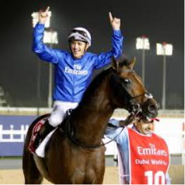 Victorious jockey celebrating win