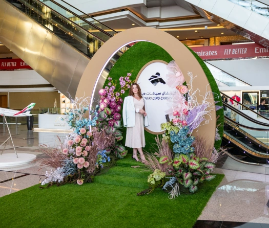 Floral photo display at racecourse