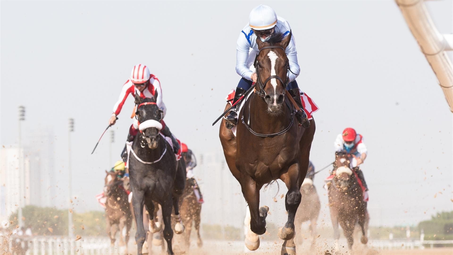 Panadol (USA)(Salem bin Ghadayer-Mickael Barzalona) wins the Al Bastakiya Sponsored By Arabian Adventures at the Super Saturday, 7th DWCC on March 06, 2021. (Credit: Erika Rasmussen//DRC)