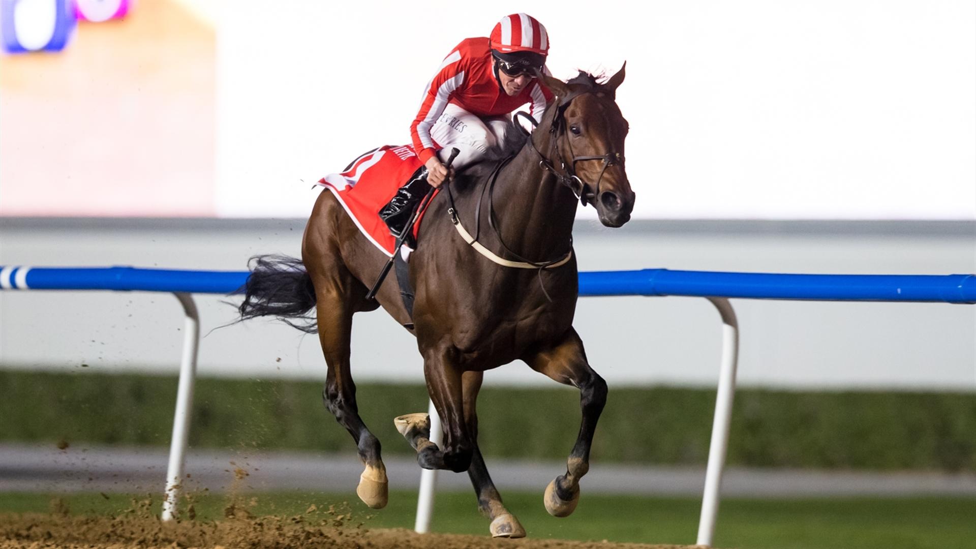 Salute the Soldier (GER)(Fawzi Nass-Adrie De Vries) wins the Al Maktoum Challenge R3 Sponsored By Emirates Airline at the Super Saturday, seventh DWCC on March 06, 2021. (Credit: Erika Rasmussen//DRC)