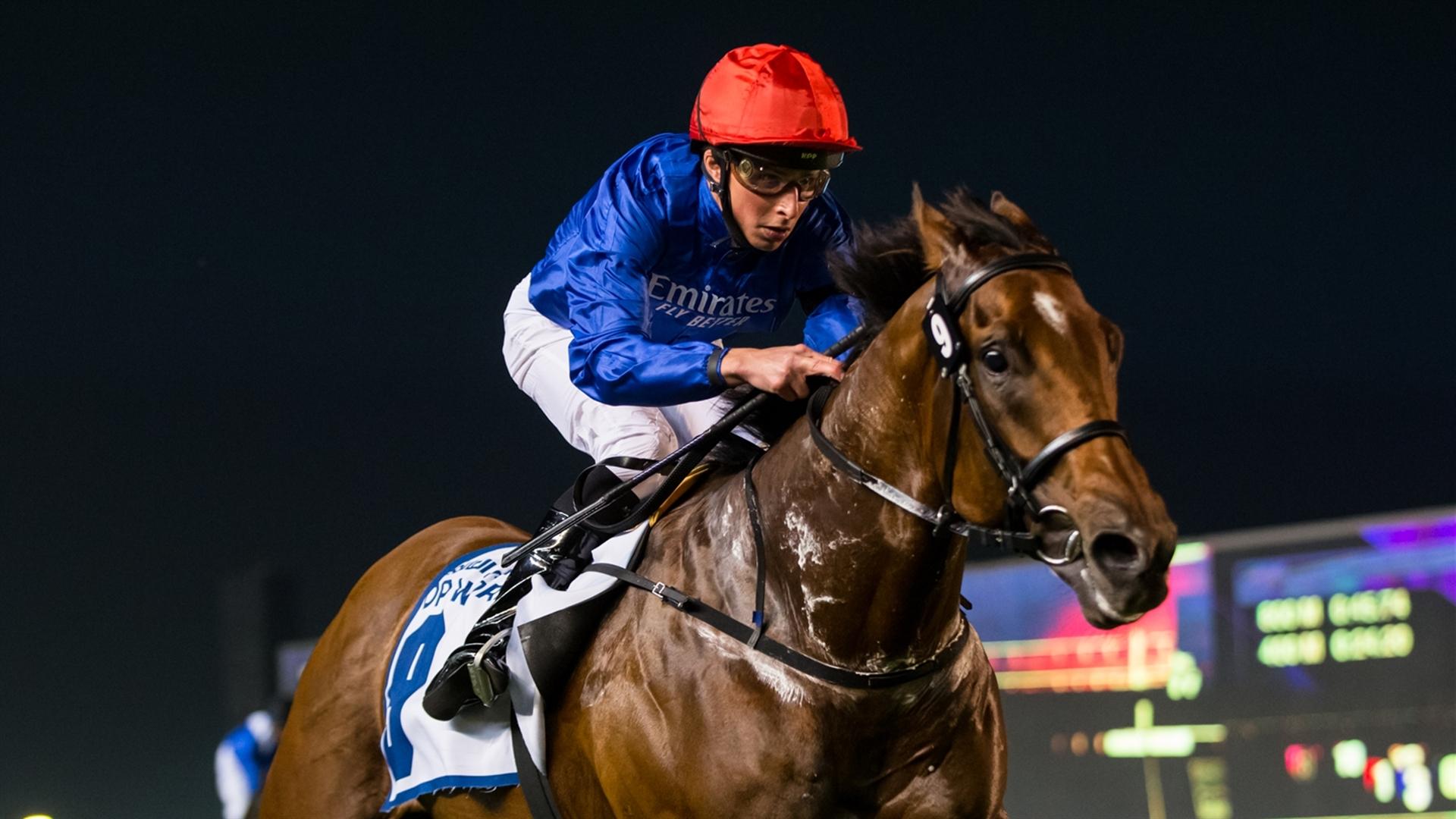 Man of Promise (USA) (Charlie Appleby - William Buick) wins the Dubai Sprint Sponsored By JAFZA, Listed Handicap, 1200m race at the third DWCC on February 4, 2021. (Credit: Erika Rasmussen//DRC)