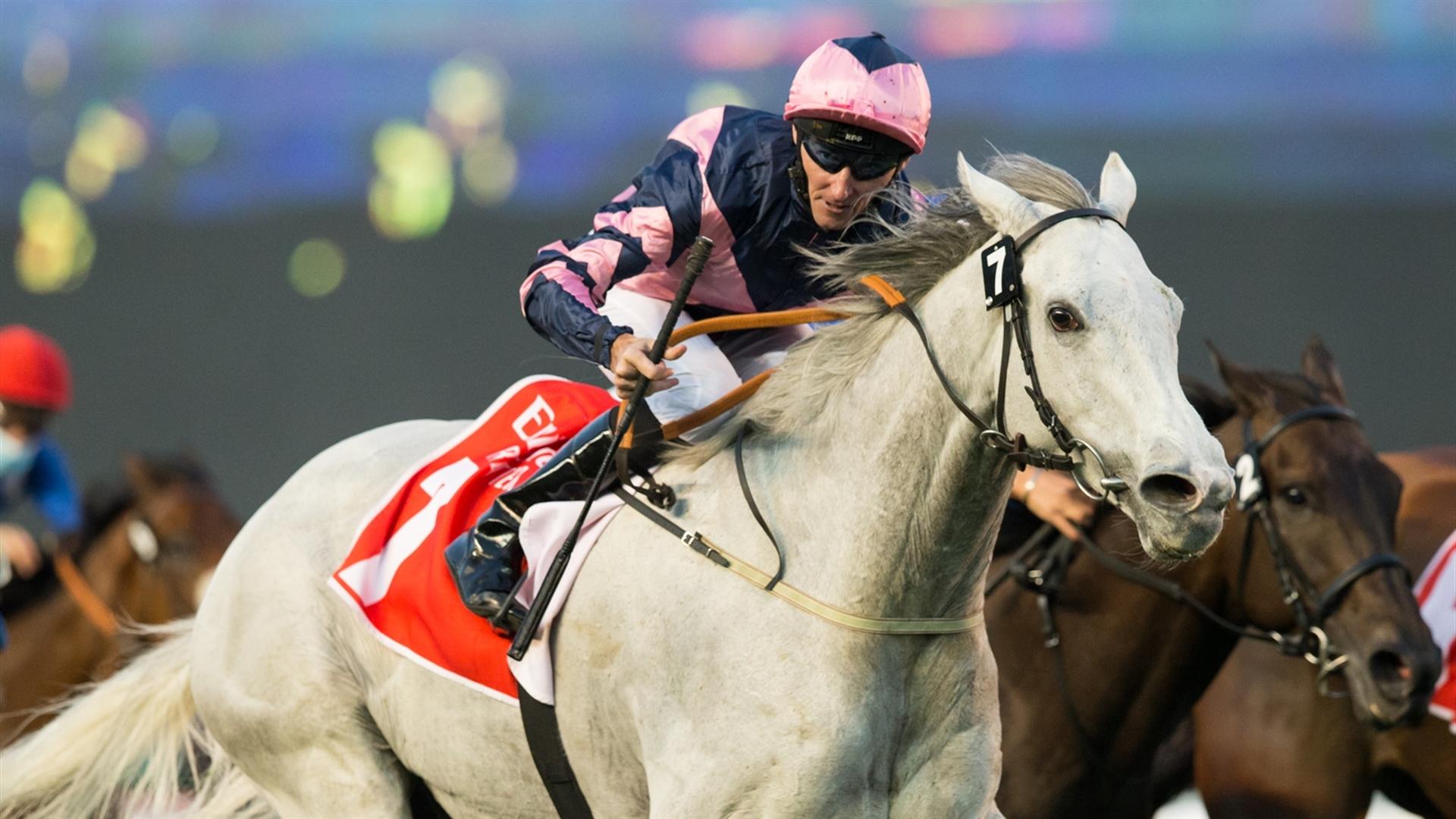 Salute the Soldier (GER) (Fawzi Nass-Adrie De Vries) wins the Al Maktoum Challenge R3 Sponsored By Emirates Airline at the Super Saturday, seventh DWCC on March 06, 2021. (Credit:Erika Rasmussen//DRC)