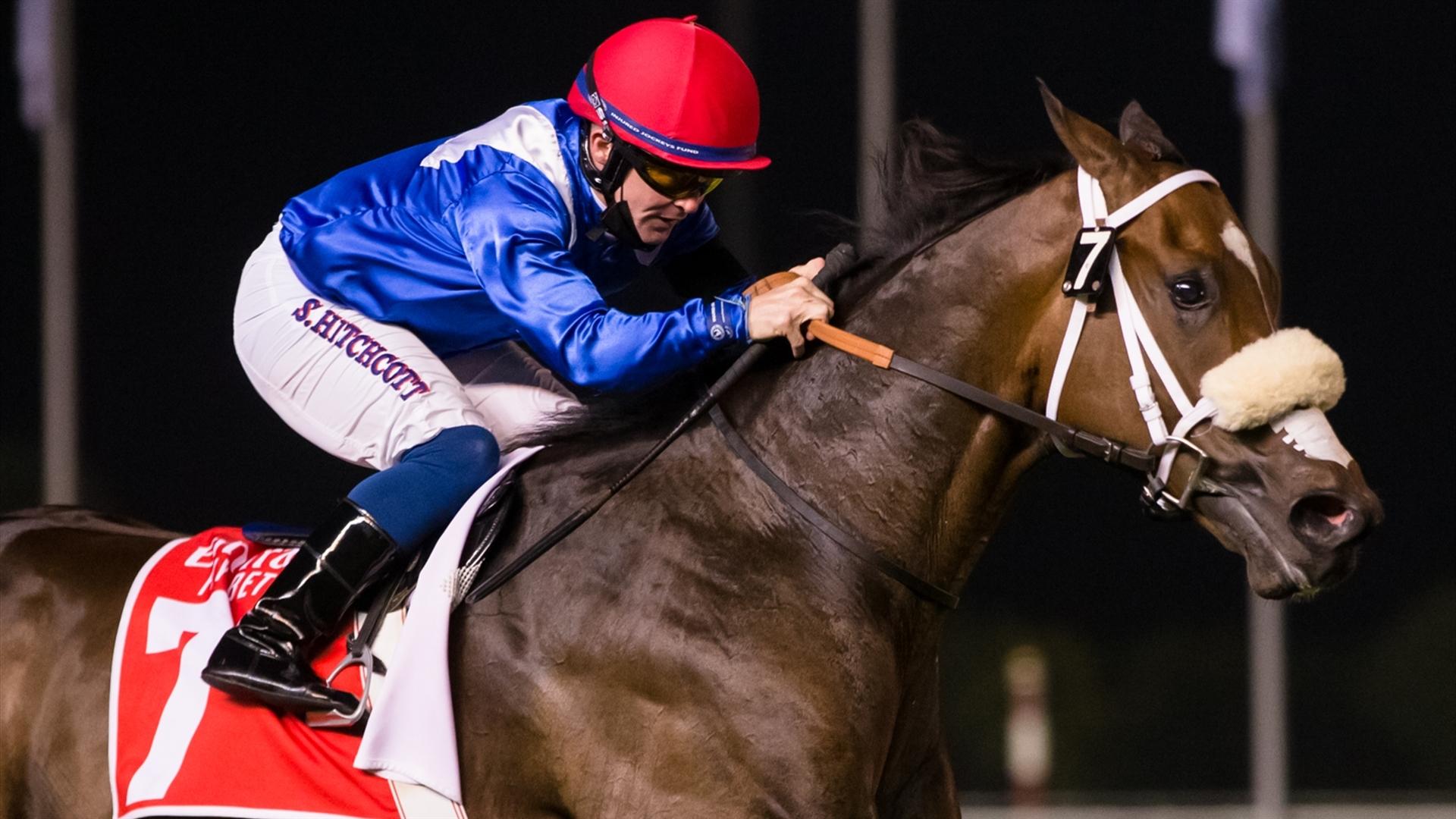 Motafaawit (IRE) (Doug Watson - Sam Hitchcott) wins the Emirates Skywards Handicap, 1000m race at the fourth Dubai World Cup Carnival on February 11, 2021. (Credit:Erika Rasmussen//Dubai Racing Club)