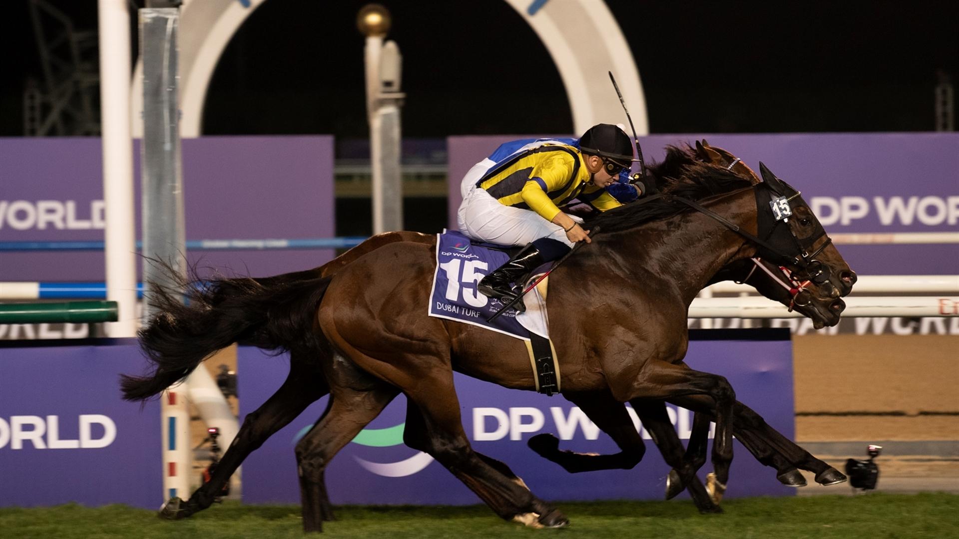 Lord North (IRE) (John Gosden) / Panthalassa (JPN) (Yoshito Yahagi) joint winners of the Dubai Turf Sponsored By DP World - 260322
