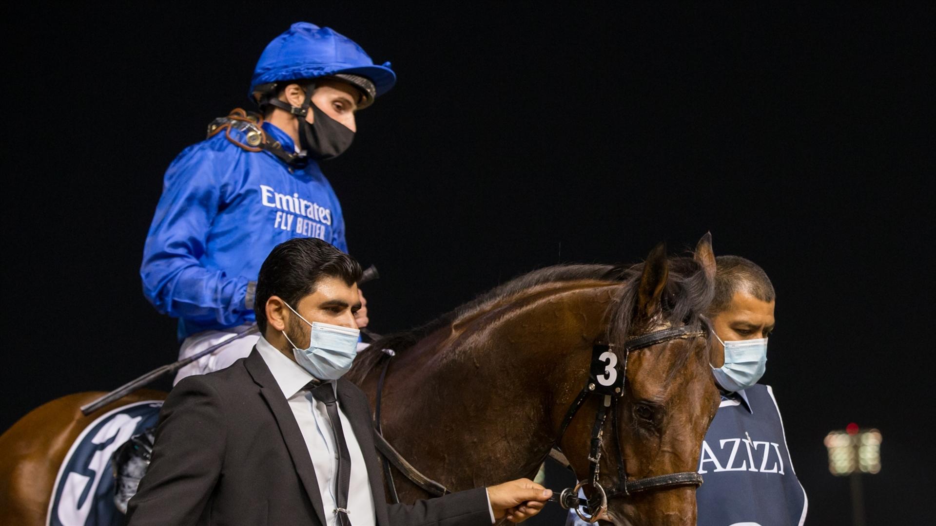 Desert Peace (USA) (Charlie Appleby - William Buick) wins the Creek Views By Azizi race, at the tenth Racing at Meydan meeting on March 11, 2021. (Credit: Dubai Racing Club // Erika Rasmussen)
