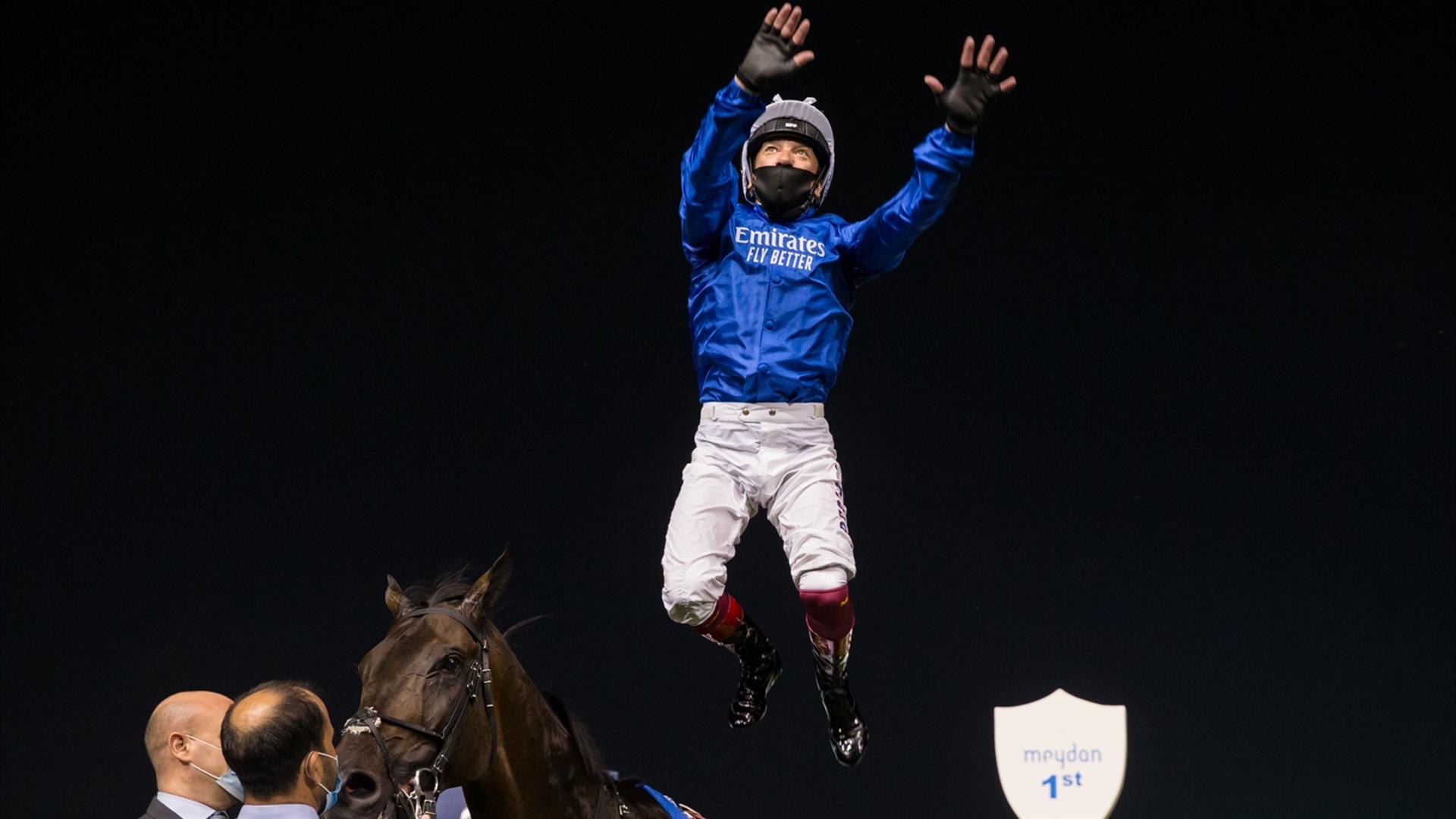 Volcanic Sky(GB)(Saeed bin Suroor-Lanfranco Dettori) wins the Nad Al Sheba Trophy Sponsored By Gulf News race at the Sixth Dubai World Cup Carnival on February 25, 2021. (Credit: Erika Rasmussen//DRC)