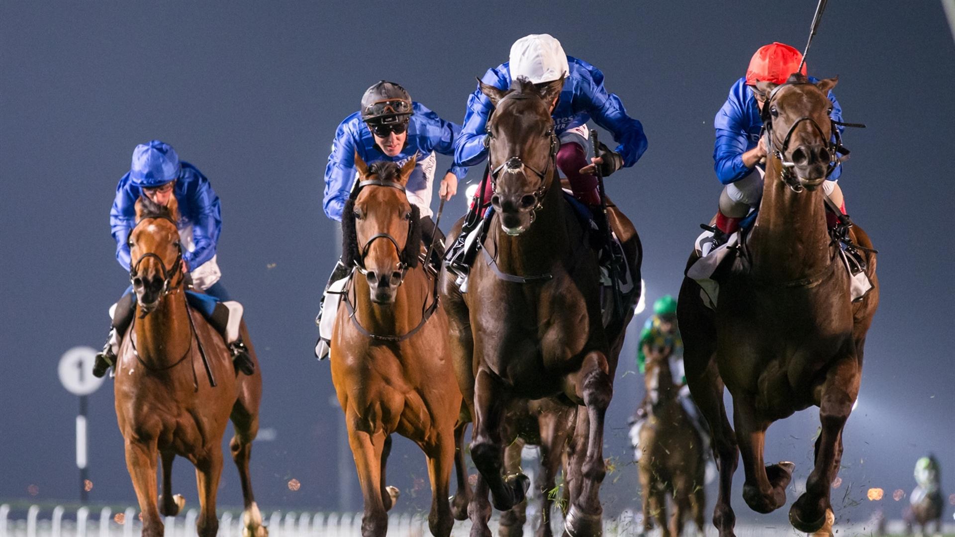Volcanic Sky(GB)(Saeed bin Suroor-Lanfranco Dettori) wins the Nad Al Sheba Trophy Sponsored By Gulf News race at the Sixth Dubai World Cup Carnival on February 25, 2021. (Credit: Erika Rasmussen//DRC)