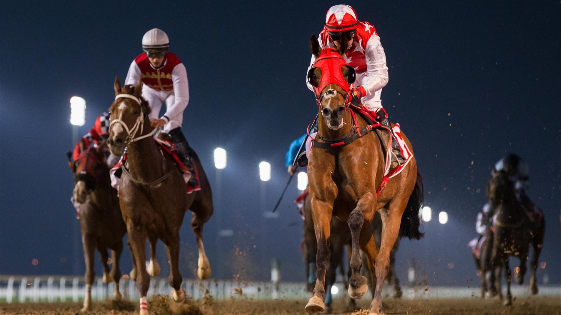 RB Money To Burn (US)(Eric Lemartinel - Tadhg O'Shea) wins the Mazrat Al Ruwayah Sponsored By Arabian Adventures at the fourth DWCC on February 11, 2021. (Credit: Erika Rasmussen//DRC))