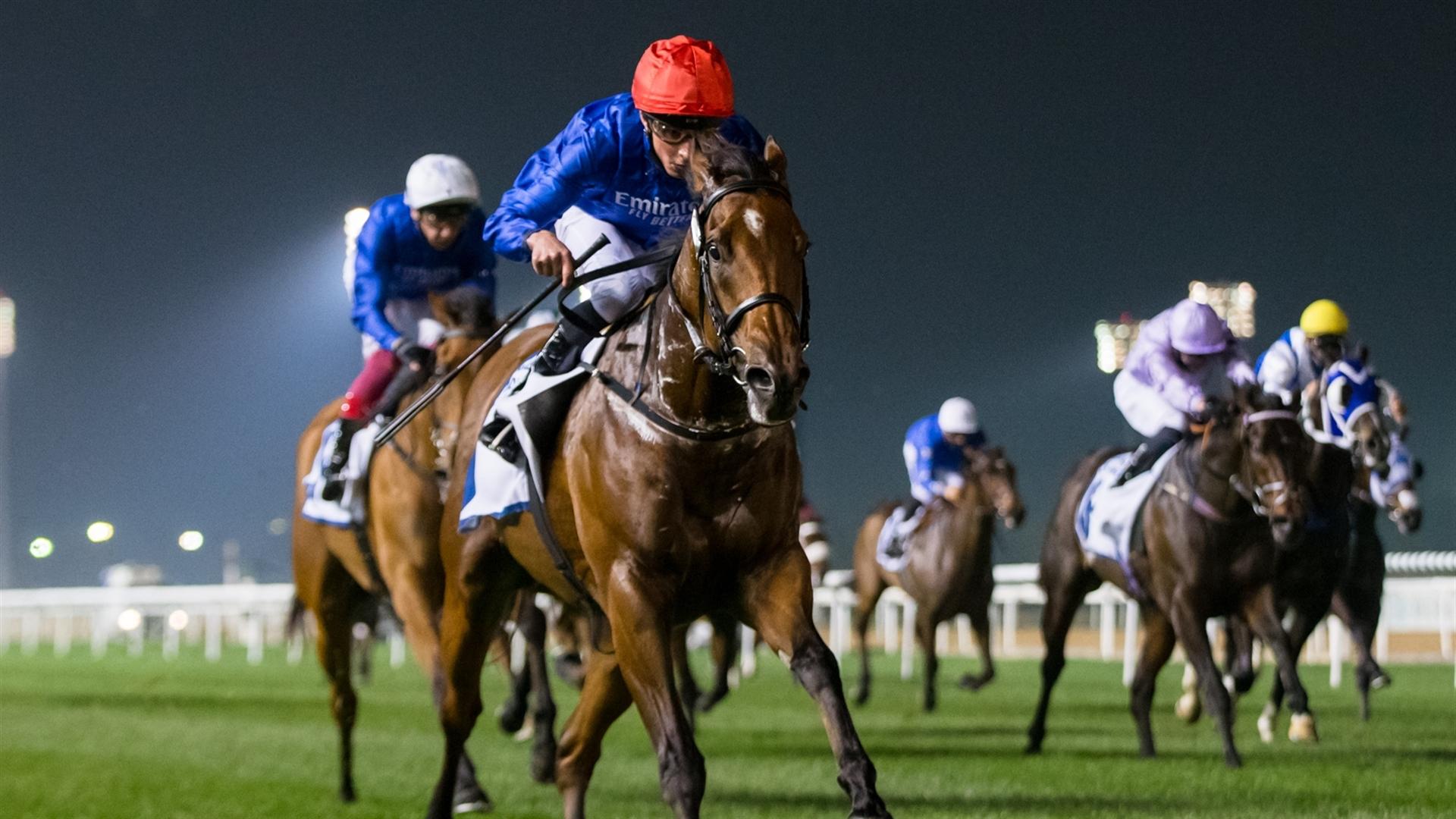 Man of Promise (USA) (Charlie Appleby - William Buick) wins the Dubai Sprint Sponsored By JAFZA, Listed Handicap, 1200m race at the third DWCC on February 4, 2021. (Credit: Erika Rasmussen//DRC)