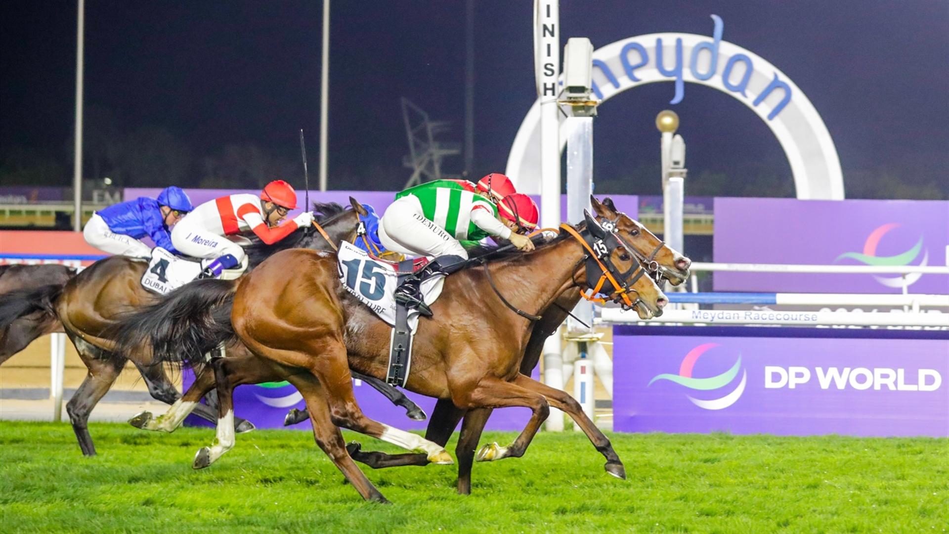 Facteur Cheval (IRE) wins the Dubai Turf (Credit - DRC) - 300324
