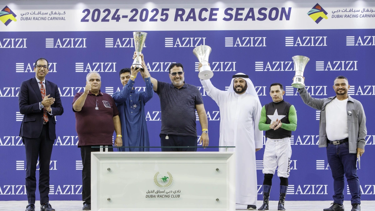 DJAFAR (FR) (Musabbeh Al Mheiri- Silvestre De Sousa) wins Mazrat Al Ruwayah Sponsored by Azizi Developments (4)