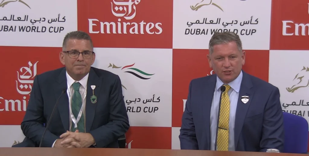 Racing officials at Dubai World Cup press
