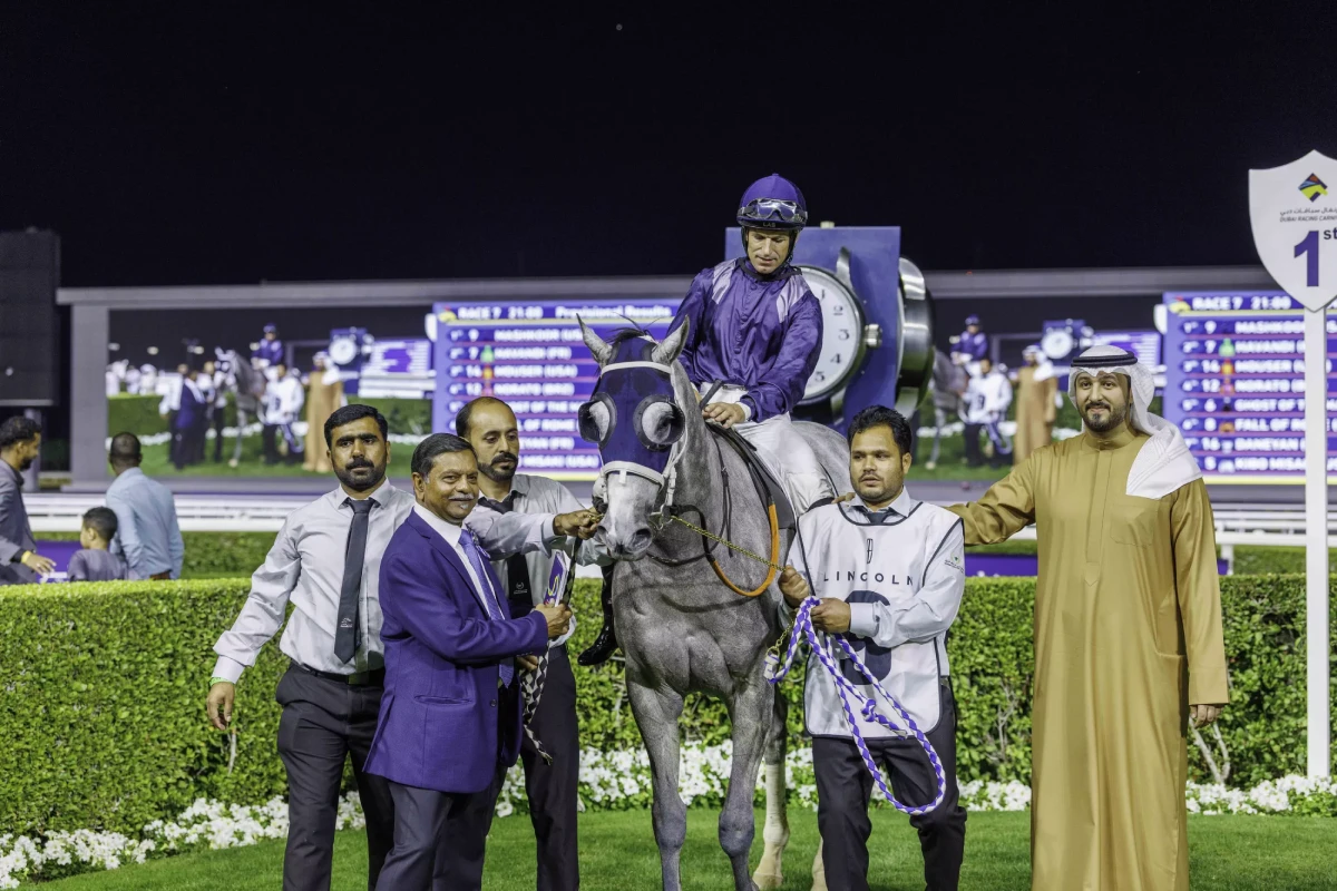 Victory celebration at Meydan races