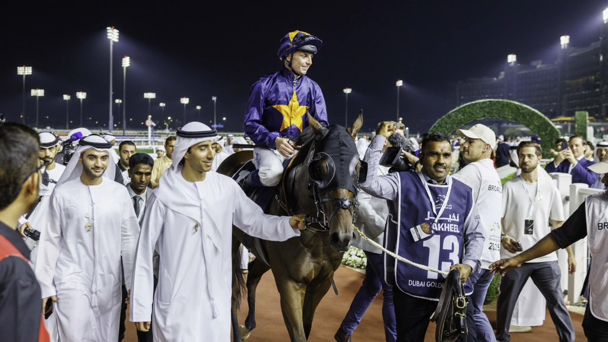 DARK SAFFRON (USA) wins the Dubai Golden Shaheen - 05042025