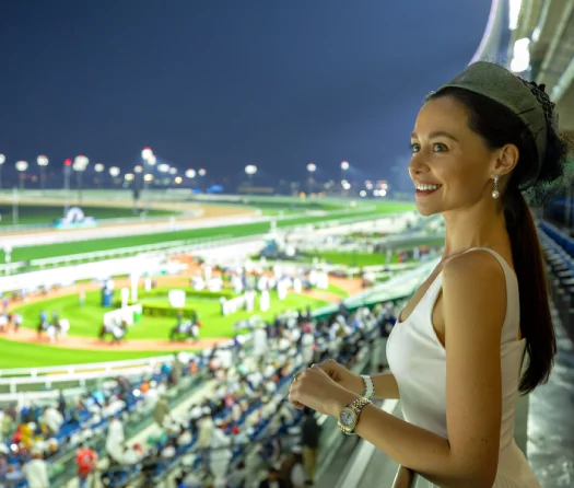Guest enjoying races from VIP grandstand