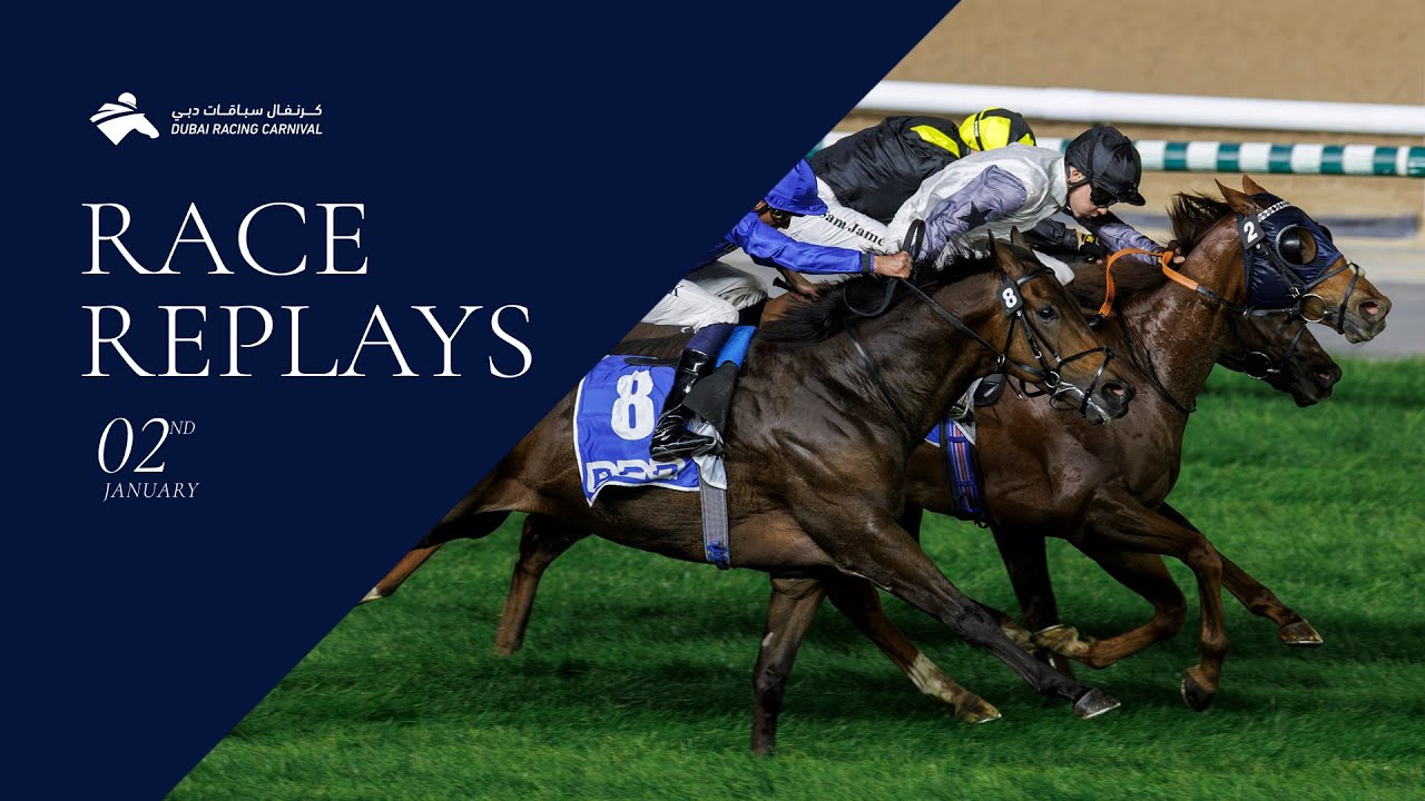 Horse race with jockeys competing