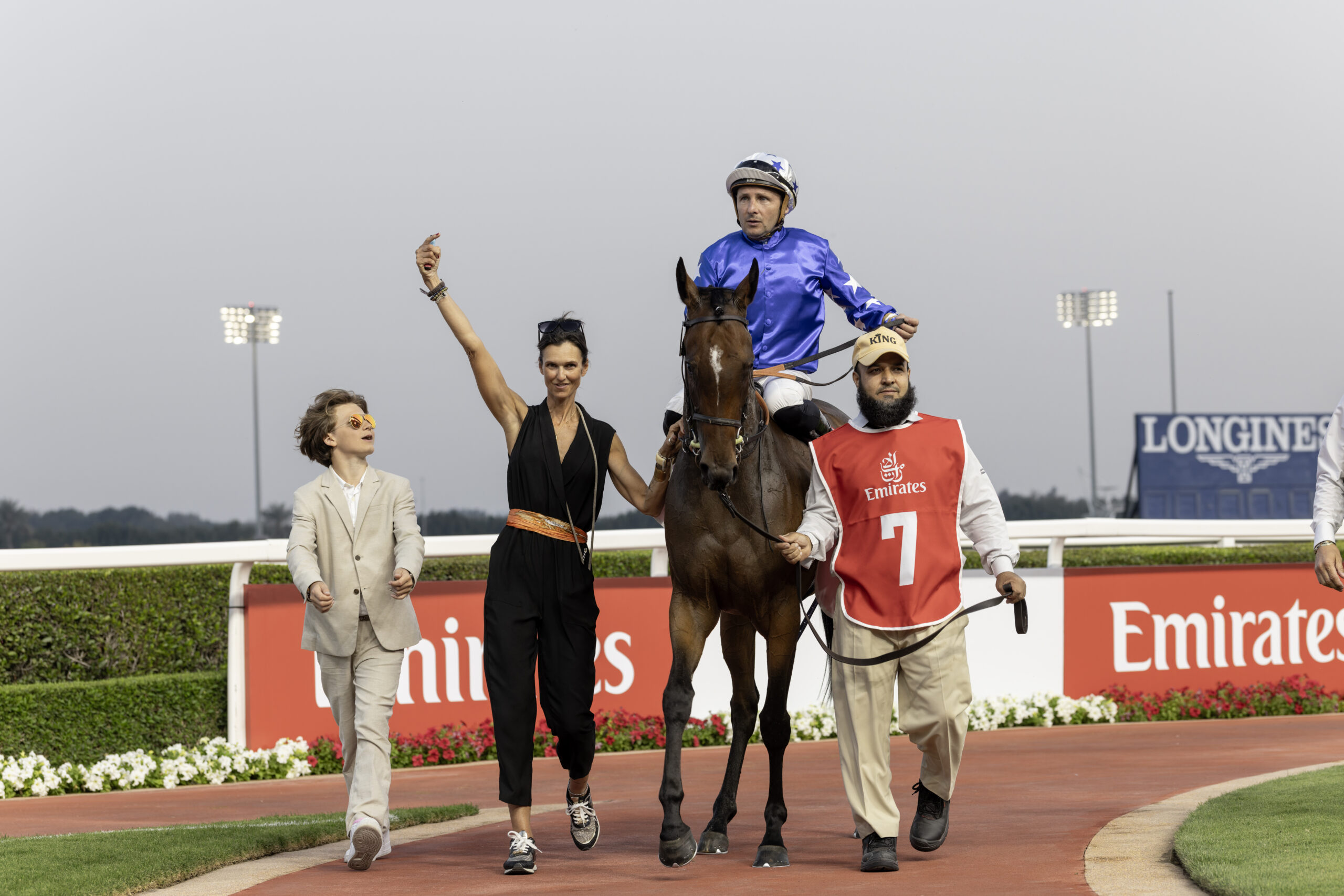 Celebration after a horse race victory